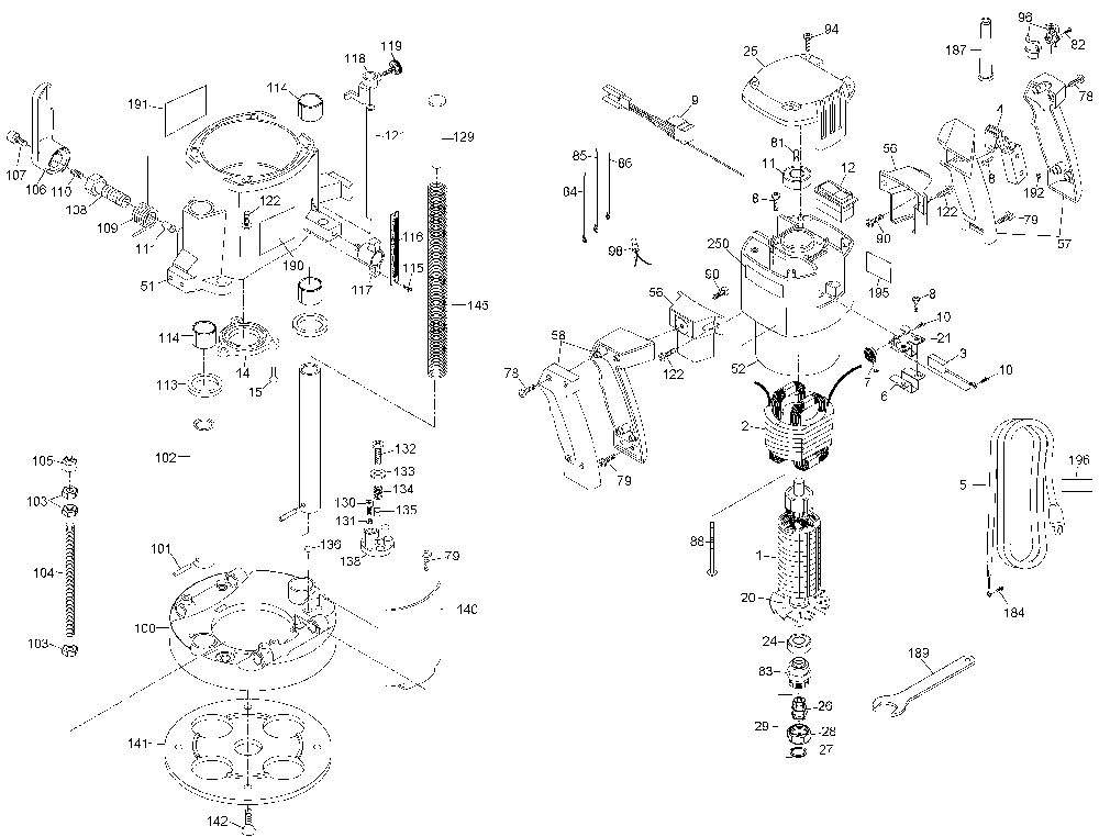 Page A Diagram and Parts List for 7538 Type 4 Porter Cable Router